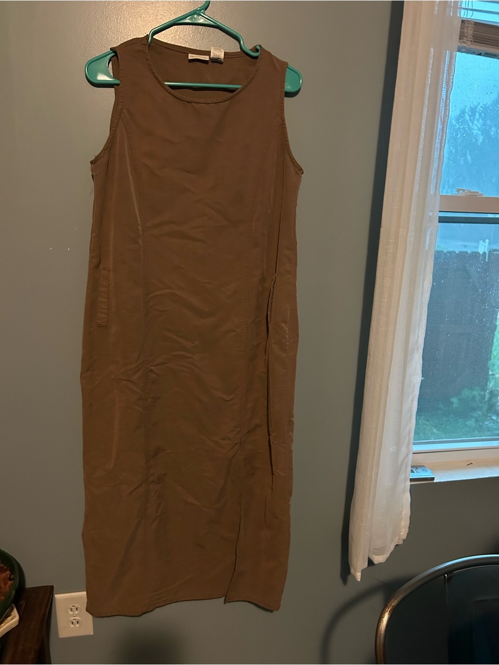 Sleeveless Brown Midi Shift Dress